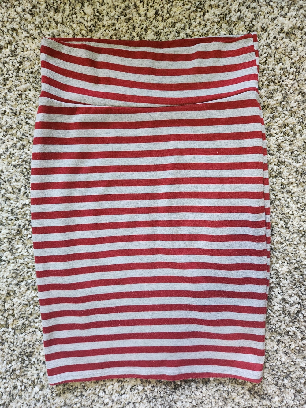 LuLarRoe Striped Red and Grey Pencil Skirt